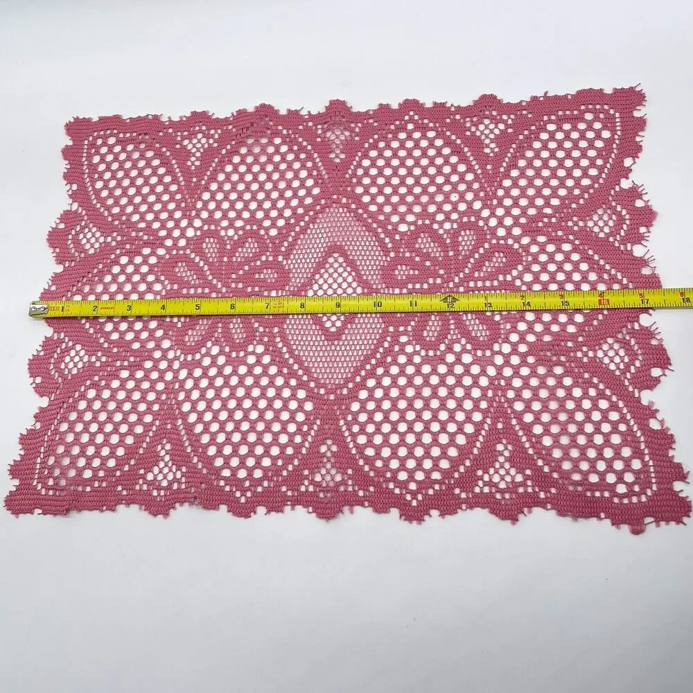 Pink Lace Placemats Set of 5 17” x 12” Floral Table Linens Cottage Decor